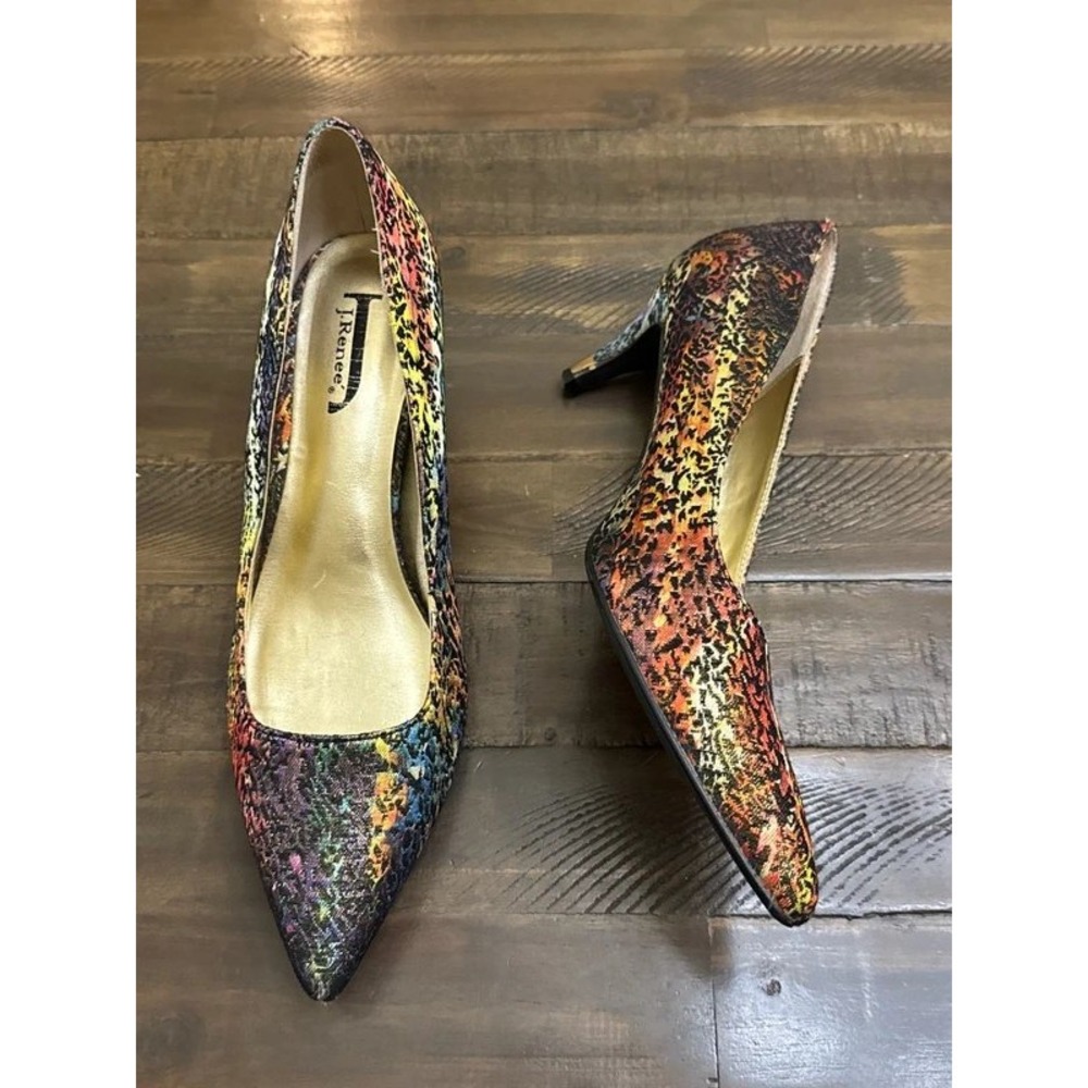 J. Renee Pumps Multi-Color Snakeskin Metallic Pointed Toe Heels - size 10M